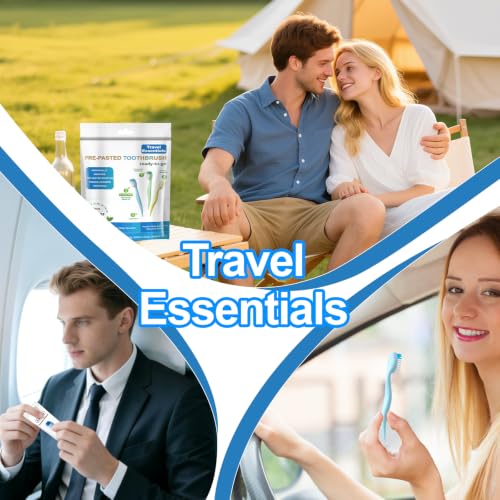 JOUGE Mint 4-in-1 Pre-Pasted Travel Toothbrush 40 Pack - No Water Needed