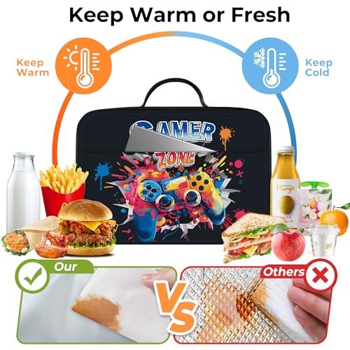 Clastyle Insulated Kids Lunch Bag - 3D Game Boy Design, Large Cooler
