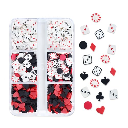 3D Poker Nail Art Charms - 6 Grids Mixed Designs for DIY Manicure