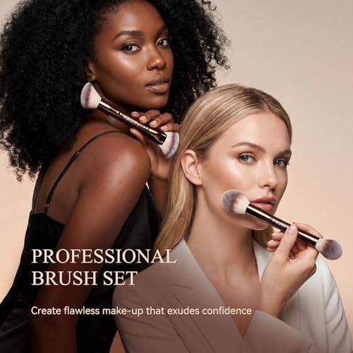 MAGEFY Double-Ended Makeup Brush Set - 2Pc Foundation & Contour Brushes