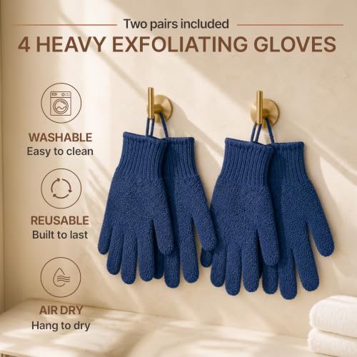 Exfoliating Shower Gloves (4 pcs) - Gentle Body Scrub for Smooth Skin
