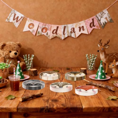 Woodland Creatures Party Plates - 60 PCS Disposable 7" Plates