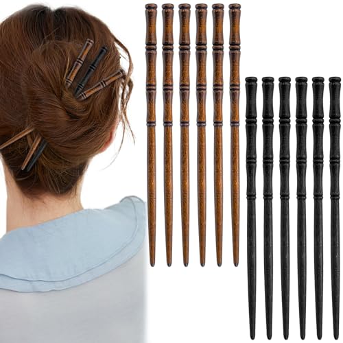 12 Pcs Vintage Bamboo Hair Sticks for Long Hair - Retro Chopsticks