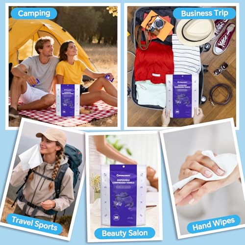 Cottonessence Compressed Towels - 100 Count Individually Wrapped Coin Tissues