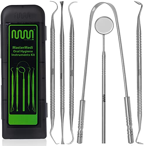 MasterMedi 6-Piece Stainless Steel Dental Tool Kit with Storage Case