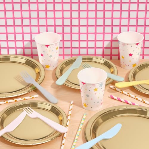 Gold Disposable Paper Plates - 50 Pcs 9 Inch Dinner Plates Set
