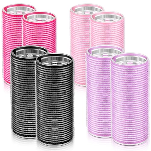 WILLBOND 8 Pcs Jumbo Aluminum Core Self-Grip Hair Rollers - 2 Inch