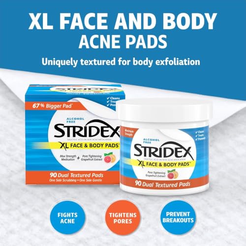 Stridex XL Face & Body Acne Pads - 90 Ct Salicylic Acid Treatment