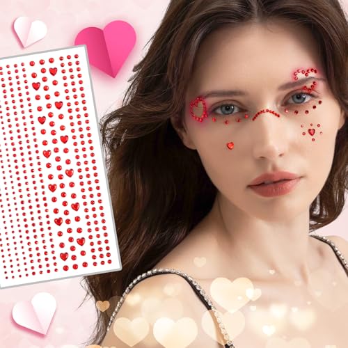 Self-Adhesive Face Gems Set - Red Lip Rhinestone Stickers