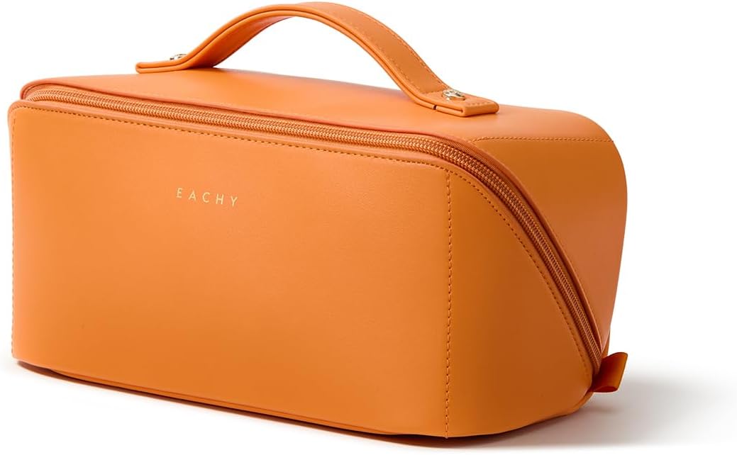 Travel Makeup Bag - Large Capacity Waterproof PU Leather Cosmetic Organizer for Skincare & Brushes | Portable Toiletry Bag