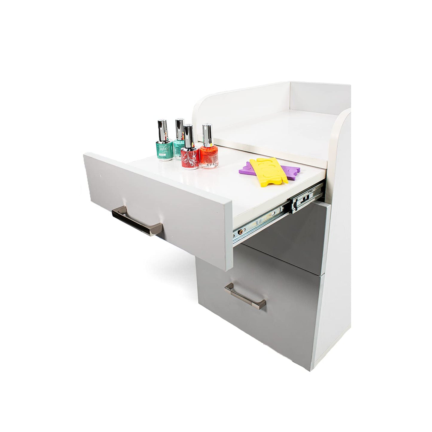 Milan Pedicure Trolley Pedi Rolling Cart Nail Salon Spa Storage Drawer, White/Ash Grey