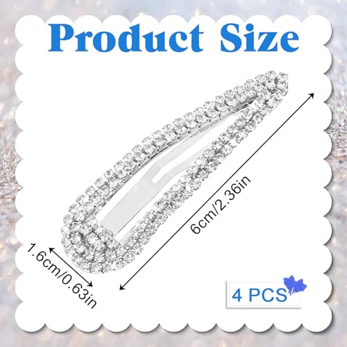 4PCS Rhinestone Hair Clips - Dazzling Crystal Snap Barrettes