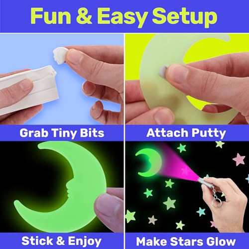 Glow in the Dark Stars and Moon Stickers for Kids Room Decor