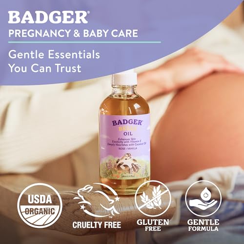 Badger Organic Pregnancy Belly Oil - Jojoba & Coconut, 4 oz