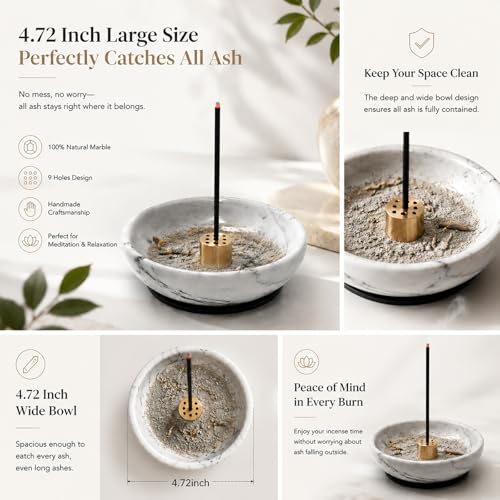 Handmade Natural Marble Incense Holder - 4.72 Inch for Sticks
