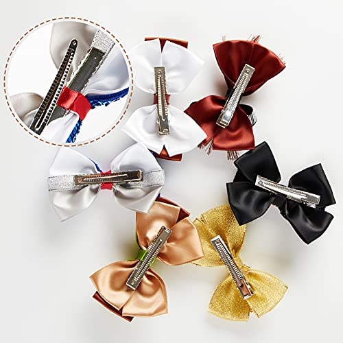 6-Piece Girls' Film-Inspired Grosgrain Ribbon Hair Bow Clips, 4-Inch