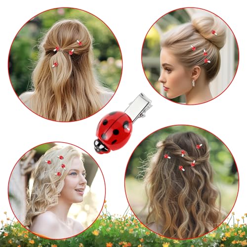 10 Cute Ladybug Hair Clips - Fun Red Insect Barrettes for Girls