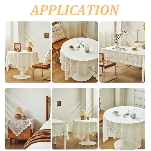 Lace Tablecloth Set of 2 - Floral Embroidery, 60x60cm White