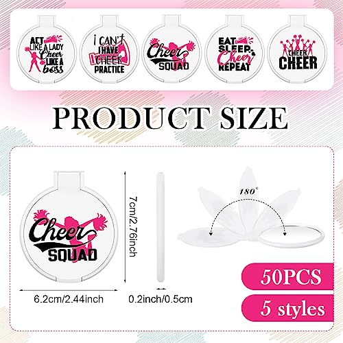50 Pcs Inspirational Cheerleader Compact Mirrors - Bulk Pocket Makeup Gift