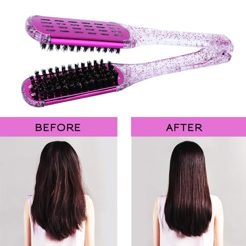 STYLANCE Double Sided Boar Bristle Clamp Hair Straightening Brush Set