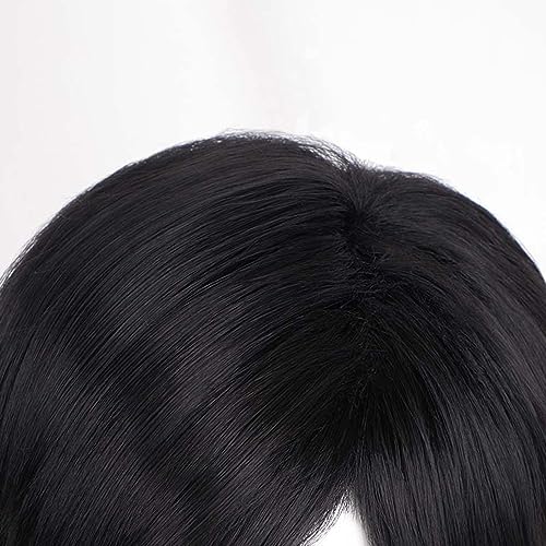 Osseoca Black Short Hair Wig with Side Part & Bangs, 11 Inch Bob for Cosplay & Fashion