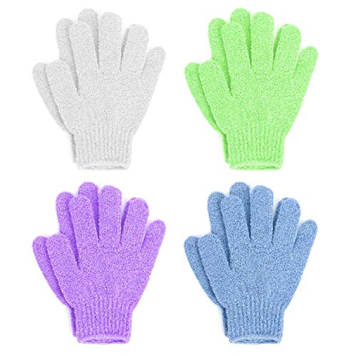 Linda Multicolor Exfoliating Bath Gloves Pack of 4 - Gentle Body Scrubbers for Smooth Skin