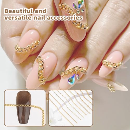 Set-1 30 Gold Metal Nail Chains for Punk Nail Art & DIY Manicure