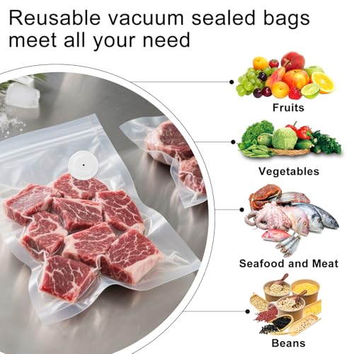 MEGAWISE Reusable Vacuum Zipper Bags - 20 Pack, 8.5x8.5in, BPA Free