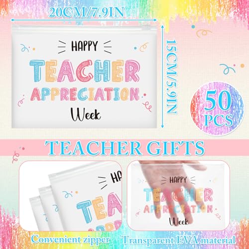 Happy Teacher Week EVA Cosmetic Bag Bulk 100 Pcs - Waterproof Makeup & Toiletry Organizer