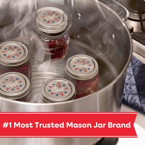 Ball Americana Mason Jars, 16 oz, 4-Pack with Lids - Star Design