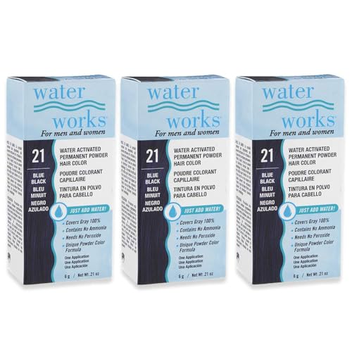 Blue Black Permanent Hair Color Powder - Water Works, 3 Pack