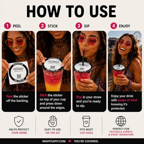 NightCap StopTopps Disposable Drink Cover Stickers - 25 Pack