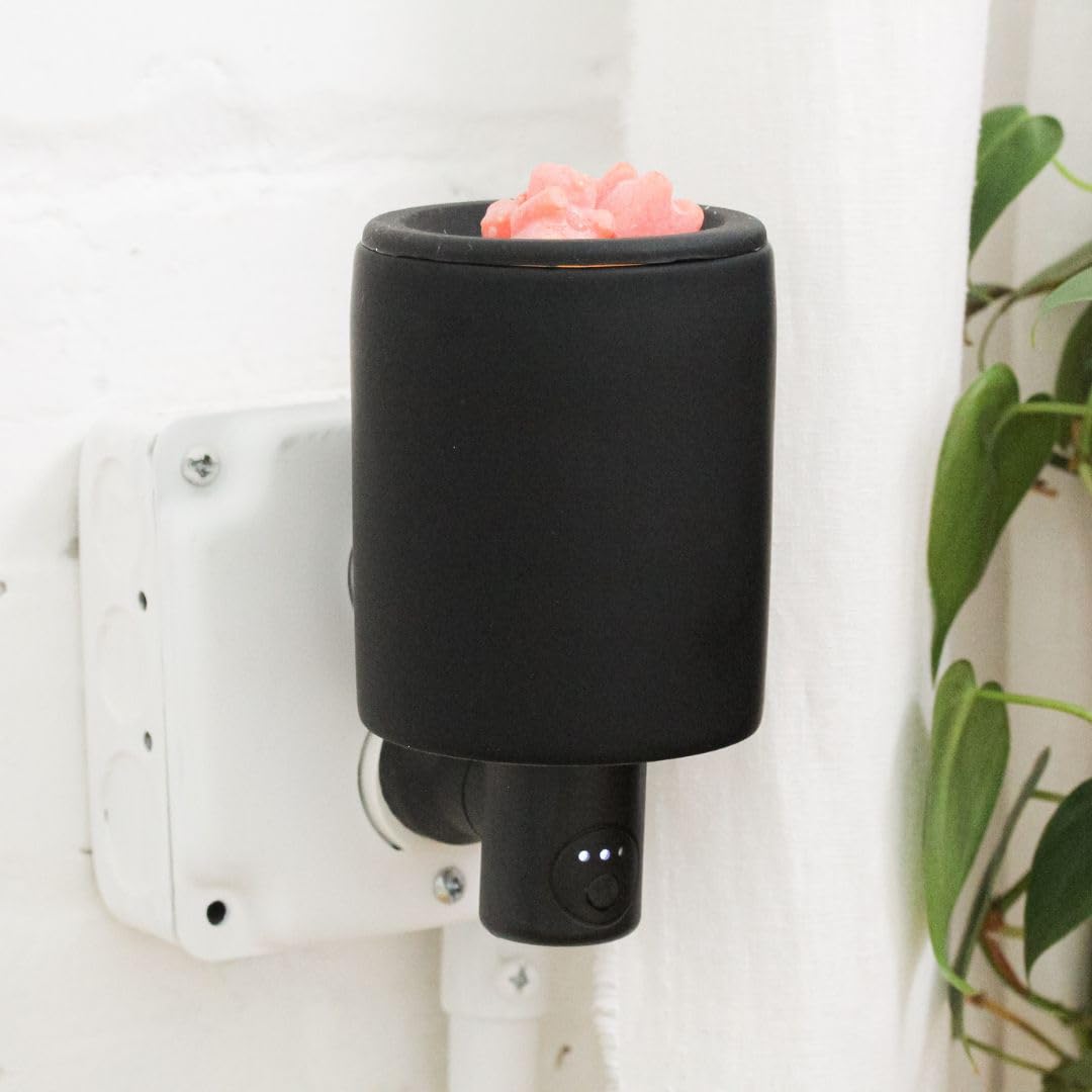 Happy Wax White Terrazzo Outlet Timer Warmer for Scented Wax - Compact Ceramic Wall Plug in Wax Melt Warmer w/Timer - Wax Melter for Home Fragrance - Small Wax Warmer w/Removable Silicone Dish