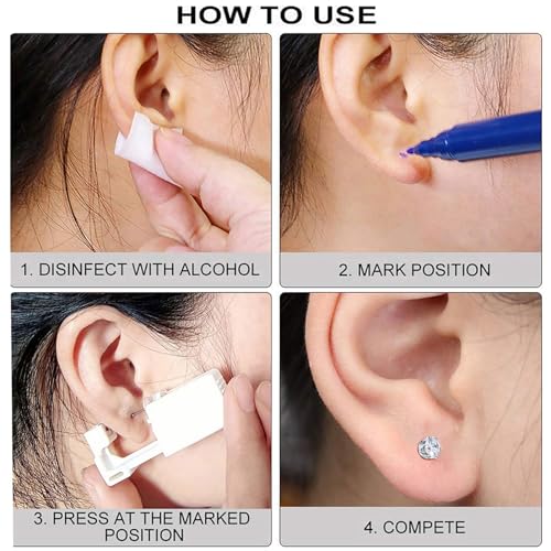 SLVIEKAE Painless Ear Piercing Gun Kit with 3mm 4mm 5mm Earrings