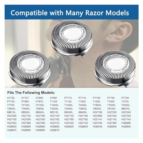 HQ8 Replacement Razor Heads for Philips Electric Shavers, 6-Pack