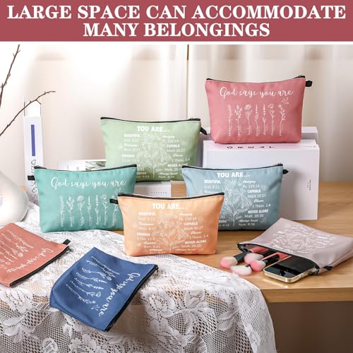 Chunful 12 Pcs Christian Makeup Bags Women 7.5 x 5 in Inspirational Bible Verse Pouches