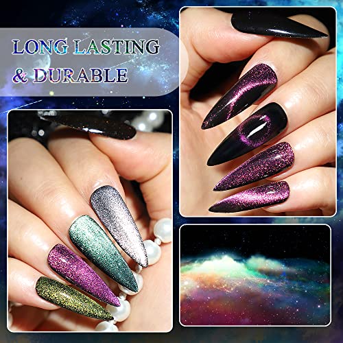 MIZHSE 9D Cat Eye Gel Nail Polish Kit - 8 Colors Magnetic Set