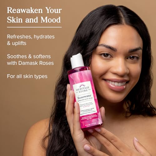 Heritage Store Rosewater Splash 4 Fl oz - Hydrating Skin & Mood Refresh