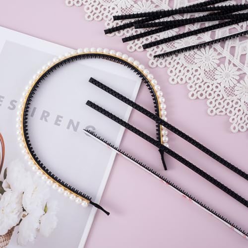 10pcs Black Silicone Anti-Slip Headband Teeth Strips for DIY