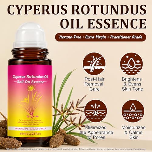 VOGSIG Cyperus Rotundus Hair Inhibitor Oil - Natural Roll-On Serum, 2.02 oz