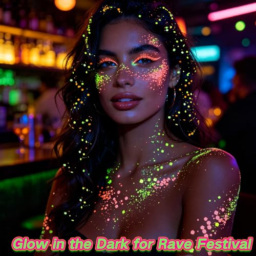 4 PCS Large Content Glow Face Body Glitter Gel, UV Black Light Neon