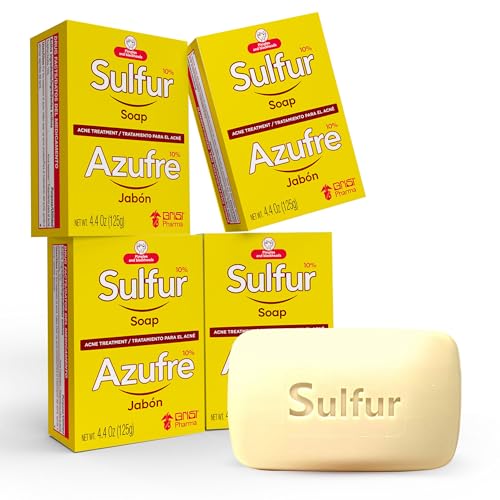 GRISI Sulfur Soap for Acne Treatment - 10% Sulfur, 4-Pack