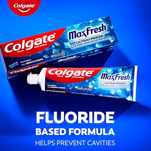 Colgate MaxFresh Fluoride Toothpaste, Cool Mint, 4 Pack, 6.3 oz Tubes