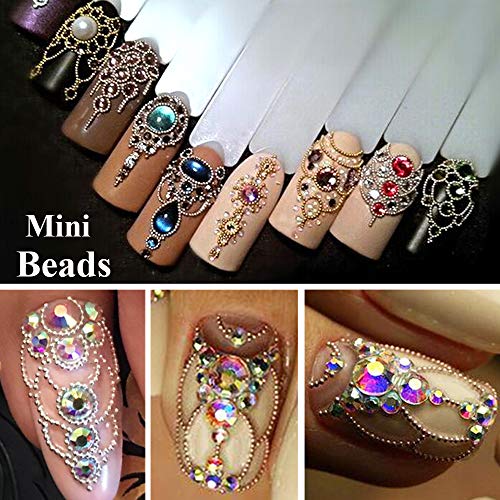 SUTOKAKA 3D Nail Art Studs Set - Gold & Silver Metal Caviar Beads