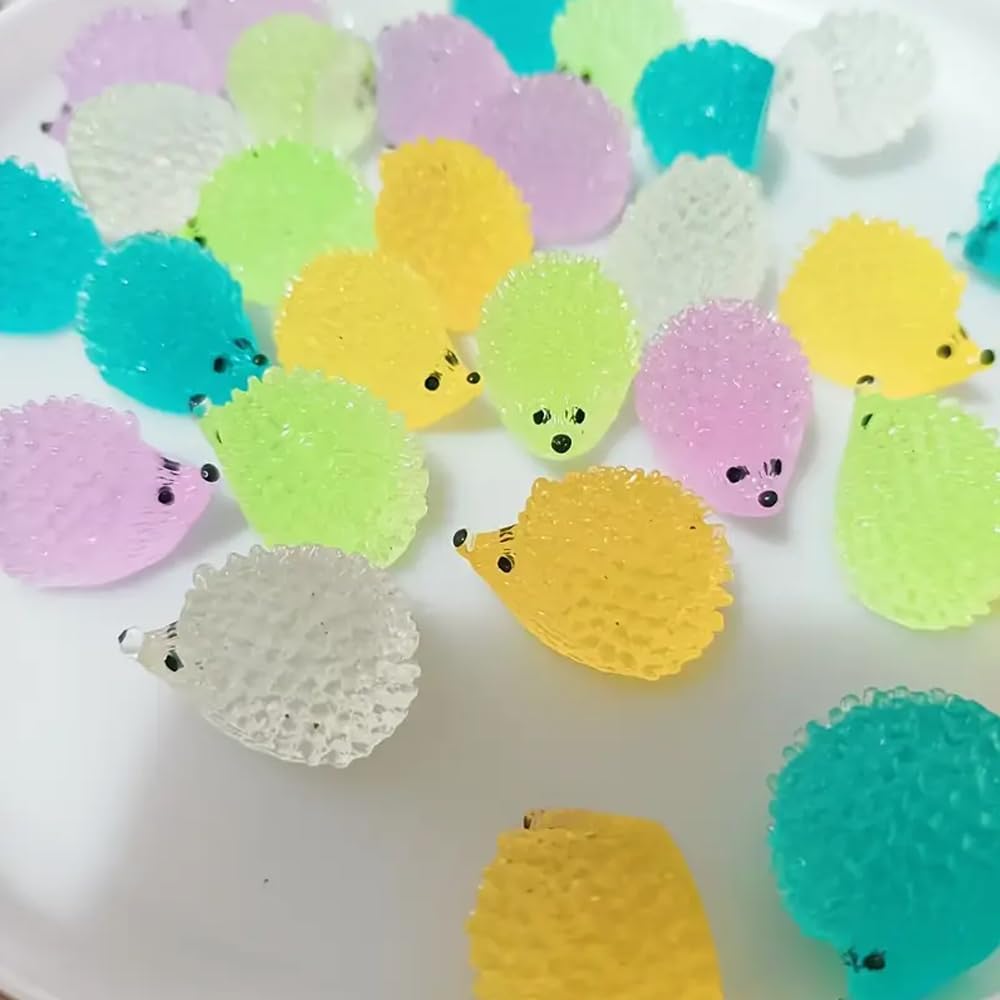 Mini Luminous Resin Hedgehogs - 36 PCS Tiny Figurines for Dollhouse & Micro Landscape Décor