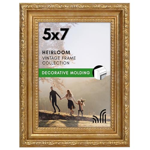 Ornate Gold 5x7 Picture Frame with Shatter-Resistant Glass