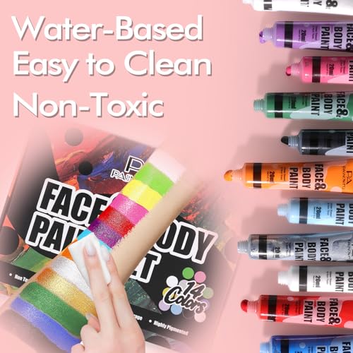 PASNOWFU 14 Colors Water Based Face & Body Painting Kit - Multicolor