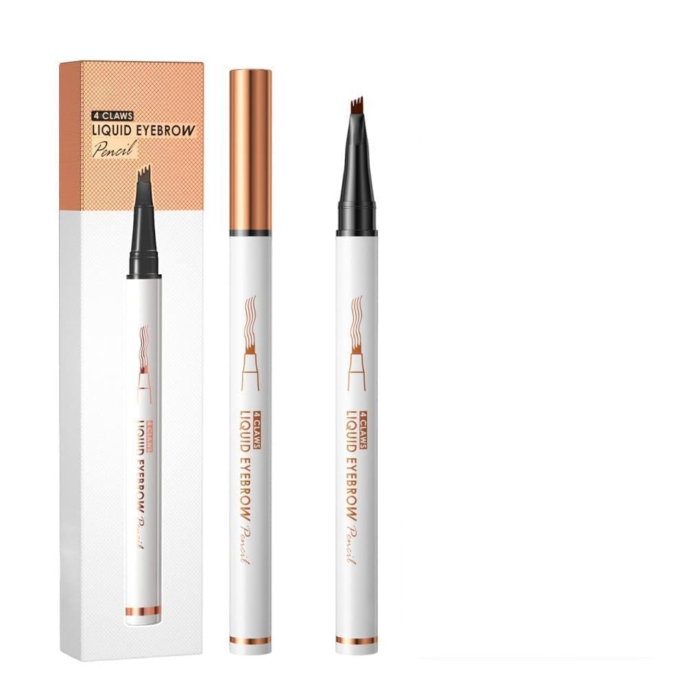 Magic Eyebrow Pencil - 3D Waterproof Microblading Pen with 4-Tip Spoolie Brush | Dark Brown, Precise Contouring for Natural Brows
