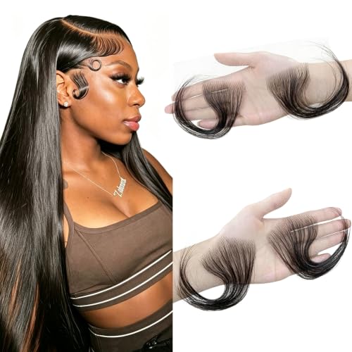 Laysson 4 Pcs HD Lace Baby Hair Strips - Reusable Virgin Human Hair Edges