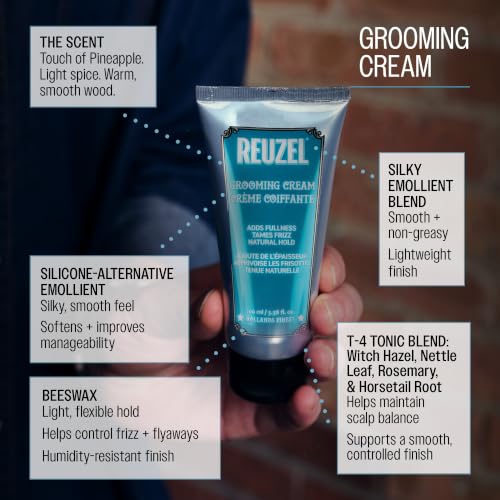 REUZEL Grooming Cream 3.38 oz - Natural Light Hold, Moisturizing & Texturizing